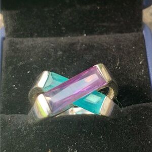Amethyst and Blue Topaz Ring Size 10